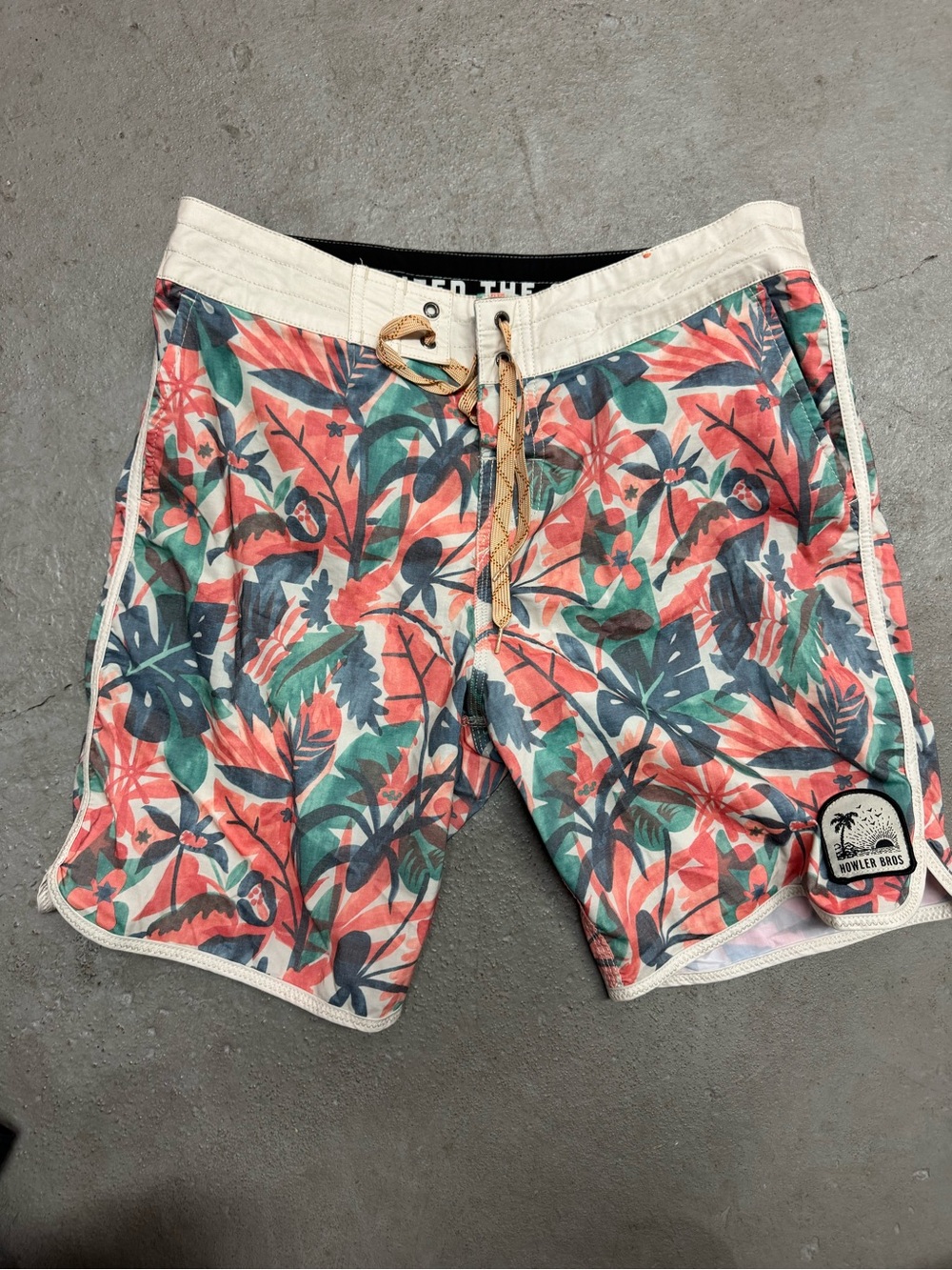 Howler Brothers Men’s Coral Tropical Print Swim Trunks